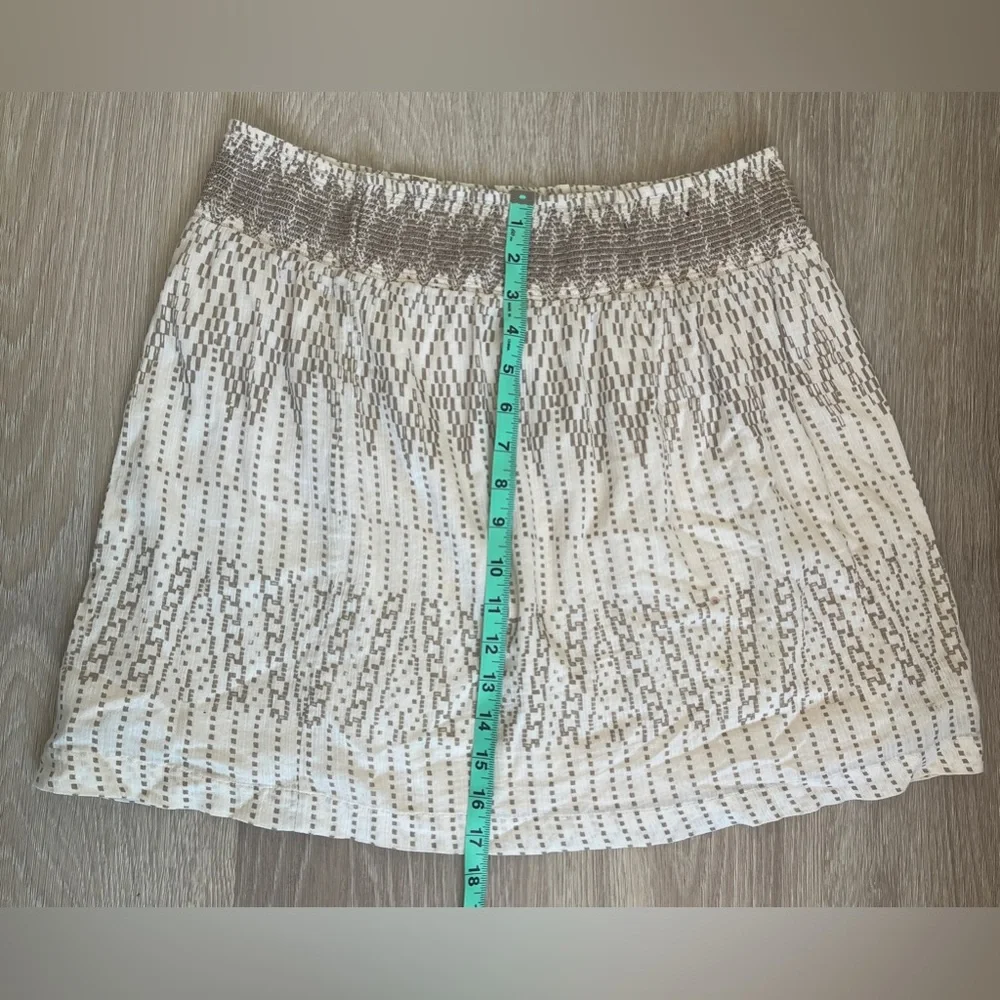 Calvin Klein Eggshell/Tan Geometric Print Lined stretch waist Cotton Mini Sz4 - Picture 5 of 6